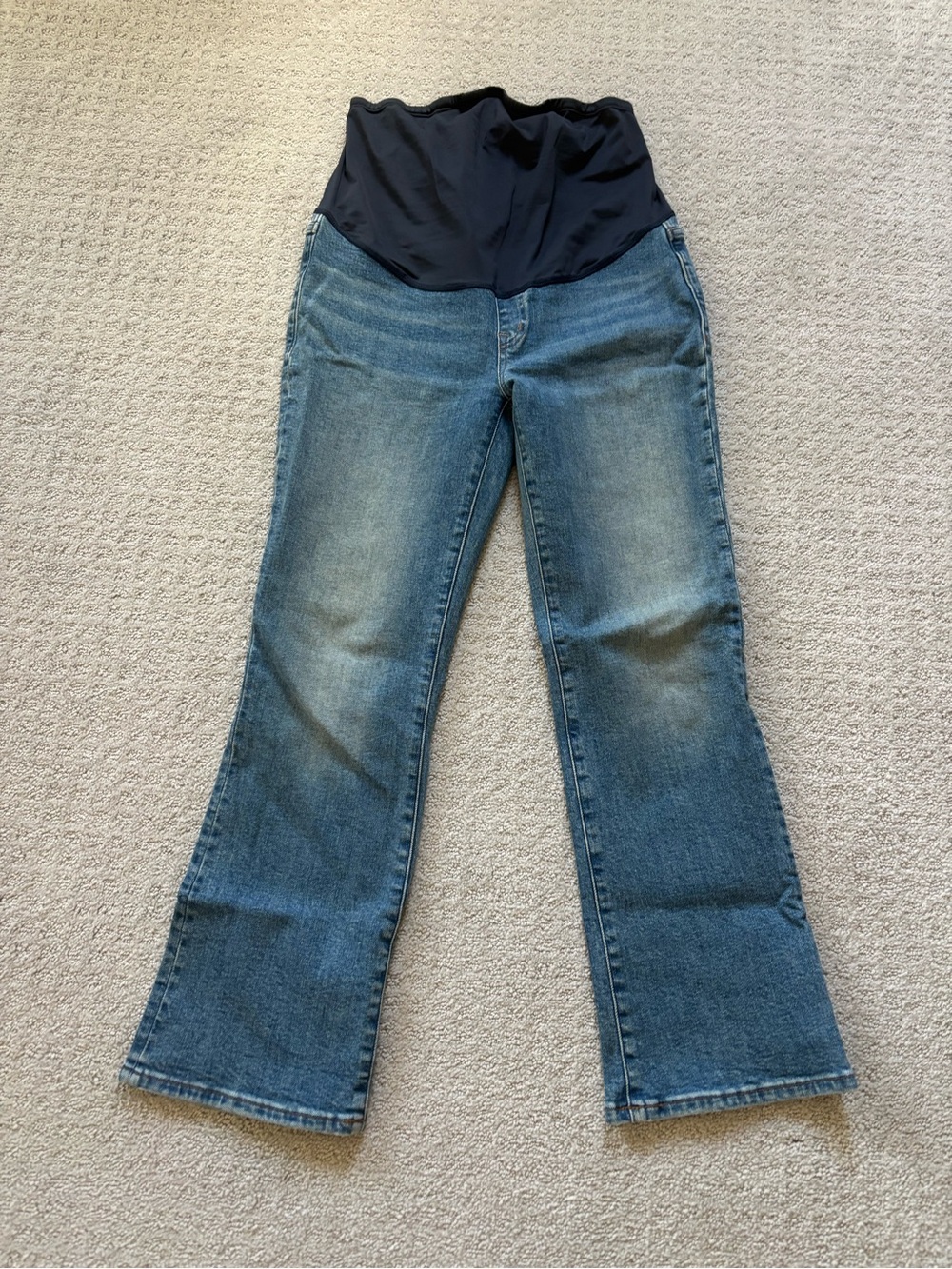 Madewell Blue Denim Flare Maternity Jeans with Belly Panel